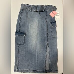 JUICY COUTURE Medium Wash Denim Midi Cargo  Pencil Skirt NWT
